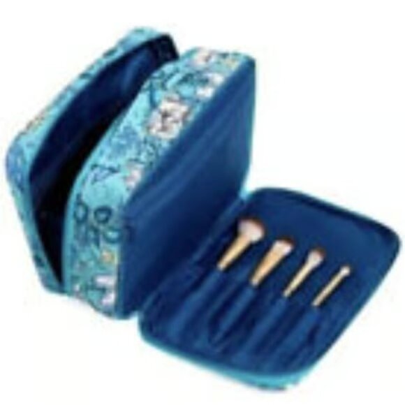 Vera- Bradley Large Blush and Brush Makeup Case Peacock Garden Travel Cotton NWT - Picture 3 of 3